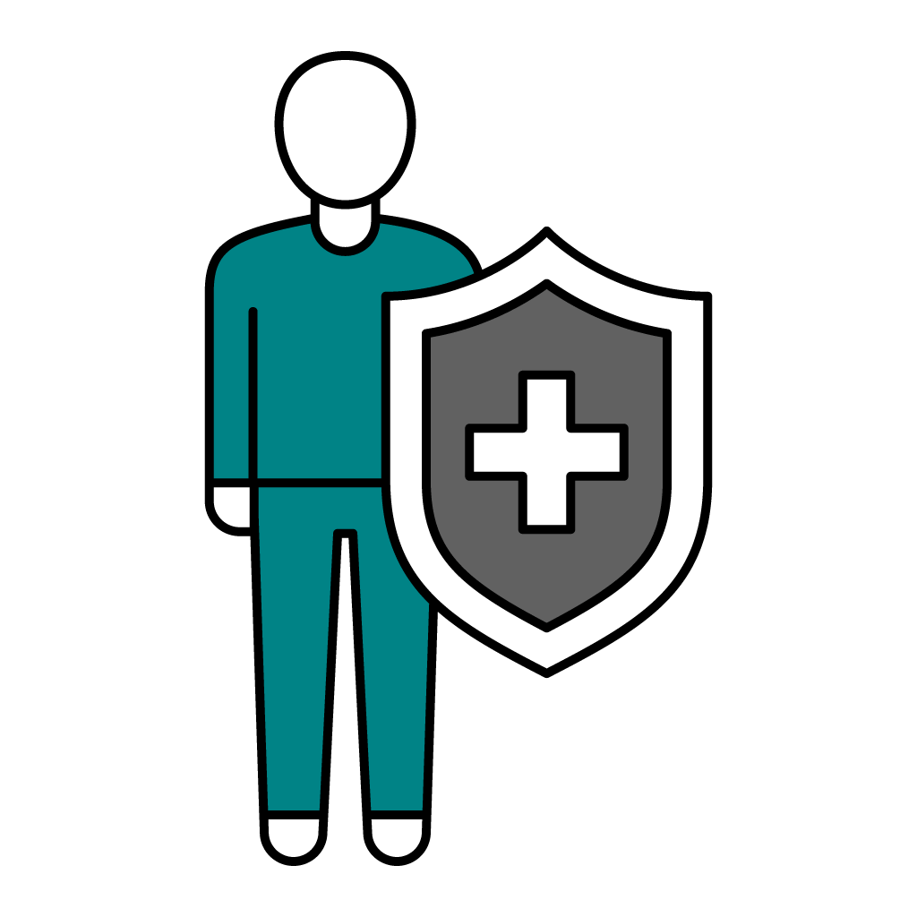 Symbol Immunsystem: Person mit Schutzschild