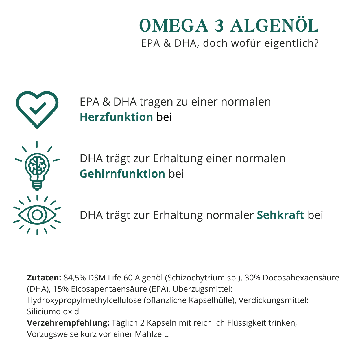 Omega-3 aus Algenöl: zugelassene Angaben zu EPA und DHA